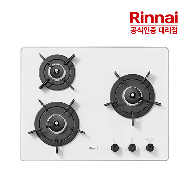 [전국설치] 린나이 3구빌트인 가스레인지 RBR-P3511WD 화이트 자동화력조절센서 펄크리스탈