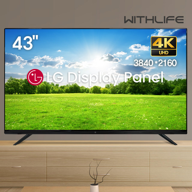 위드라이프 109cm(43인치) TV 4K UHD 대기업정품패널 티비_기사방문 상하좌우 벽걸이설치