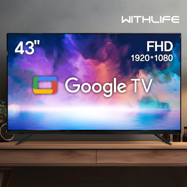 위드라이프 구글 109cm(43인치) FHD 스마트TV 모니터겸용 소형 안드로이드티비_자가설치 택배배송