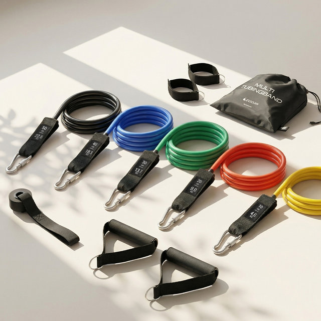 멀티 튜빙밴드 세트 고무 운동 헬스 탄력 저항 라텍스 홈트레이닝 기구 근력