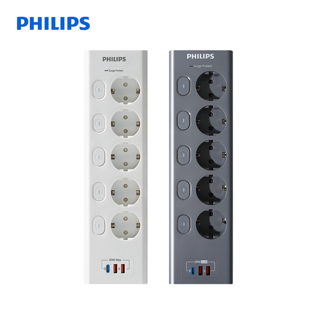 [비밀특가] 필립스 서지보호 맥스 USB 20W 개별 스위치 5구 고용량 멀티탭 과부하차단 안전 접지 2M