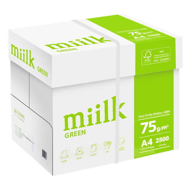 밀크 그린 친환경 A4 복사용지(A4용지) 75g 2500매 1BOX