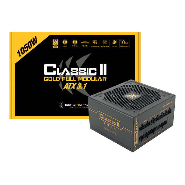  마이크로닉스 Classic II 1050W 80PLUS GOLD 풀모듈러 ATX 3.1 (PCIE5.1) 블랙 컴퓨터 PC 파워 서플라이