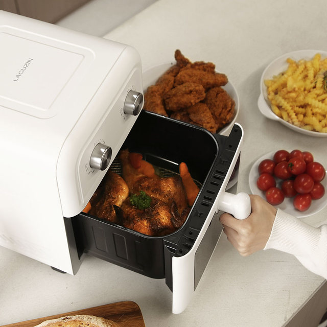 라쿠진 보이는 6L 미니 에어프라이어 유리 소형 올스텐 트레이 에어프라이기
