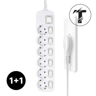 1+1 탭앤탭 국산 개별 스위치 과부하차단 납작플러그 슬림플러그 멀티탭 6구 40cm 전기세 절약 멀티콘센트