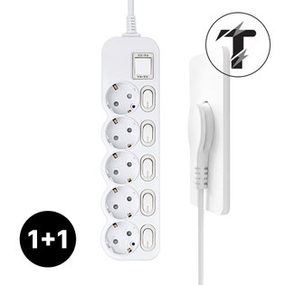 1+1 탭앤탭 국산 개별 스위치 과부하차단 납작플러그 슬림플러그 멀티탭 5구 40cm 전기세 절약 멀티콘센트