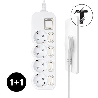 1+1 탭앤탭 국산 개별 스위치 과부하차단 납작플러그 슬림플러그 멀티탭 4구 40cm 전기세 절약 멀티콘센트