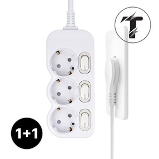 1+1 탭앤탭 국산 개별 스위치 절전 납작플러그 슬림플러그 멀티탭 3구 40cm 전기세 절약 멀티콘센트