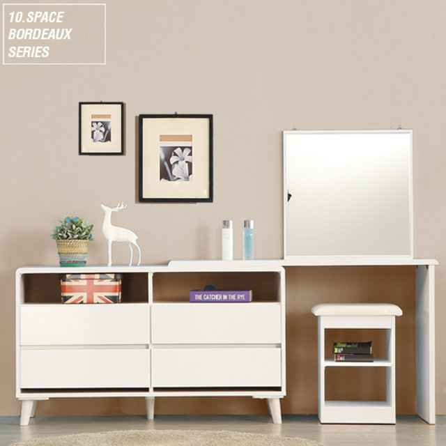 엣지있는 사이즈조절 화장대 거울 의자 풀세트 120~220cm WB356