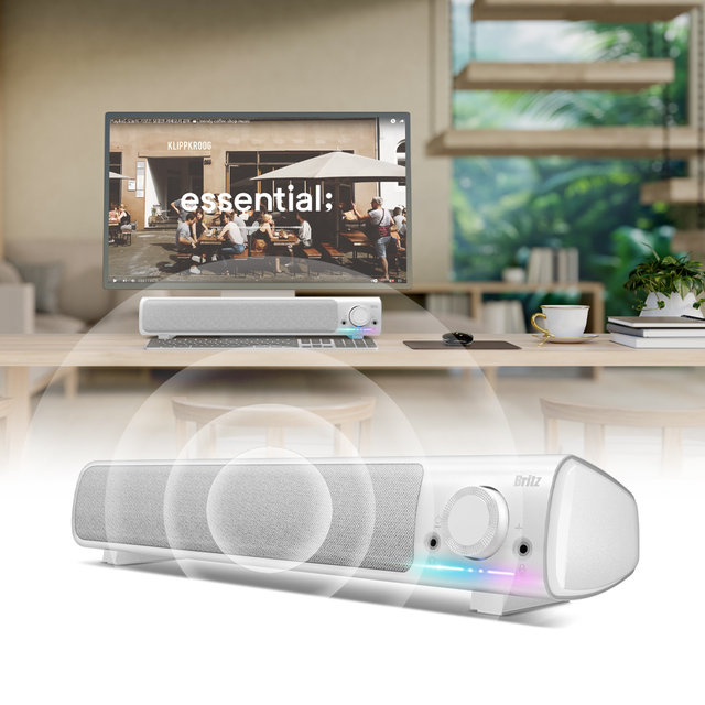 10%카드할인 혜택가 22,410 브리츠 BZ-SL9 스피커 사운드바 컴퓨터 데스크탑 PC 모니터 게이밍 PC방 유선 USB 2채널 블랙/화이트