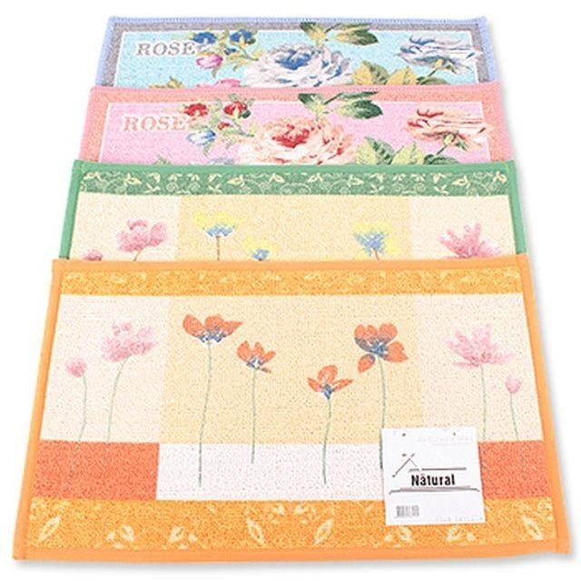 면 프린트 매트 소(색상램덤)30x50cm