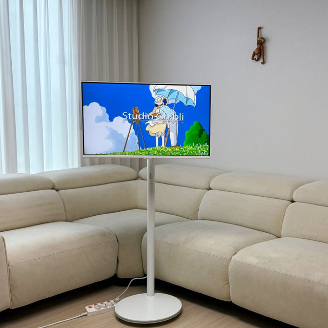 엔텐바이미 관절형 삼탠바이미 화이트 세트 QLED 81cm FHD 이동식 TV 중소바이미