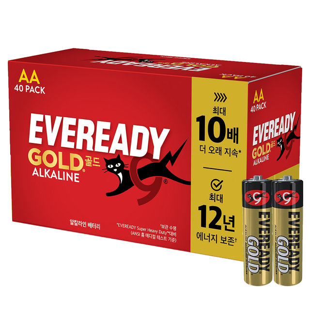 [카드추가5%] 에너자이저 EVR 알카라인 건전지 AA 40입 