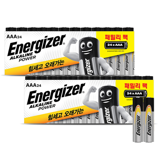[카드추가5%] 에너자이저 알카라인 패밀리팩 건전지 AAA 24입x2개(48입) 
