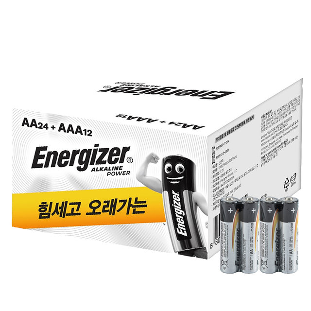 [카드추가5%] 에너자이저 알카라인 기획팩 건전지 혼합 36입 (AA 24 + AAA 12)
