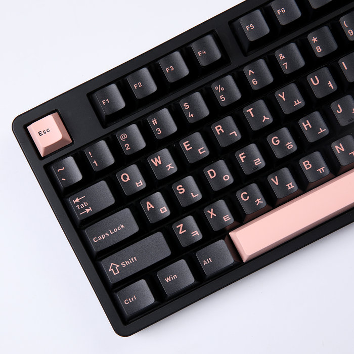 몬스타기어 다크올리비아 132키 체리 한글 PBT 커스텀 블랙 포인트 조약돌 키캡