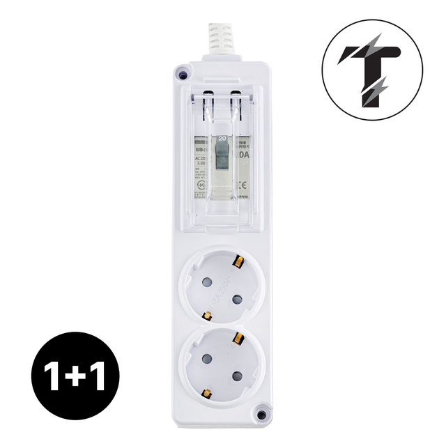 1+1 국산 고용량 멀티탭 배선차단 2구 3m 에어컨 건조기 세탁기 대형가전 4000W