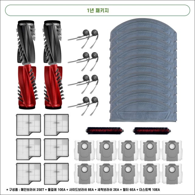 [호환] 로보락 S10 MaxV Ultra 소모품 물걸레 더스트백 필터 브러쉬 1년 패키지 