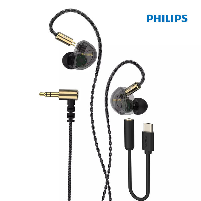 필립스 TAE7009 인이어 3극 L타입 커널형 모니터링 3.5mm 유선이어폰 / C타입 DAC 포함