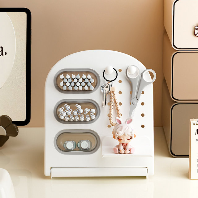 스탠드 타공보드 3구 책상정리함