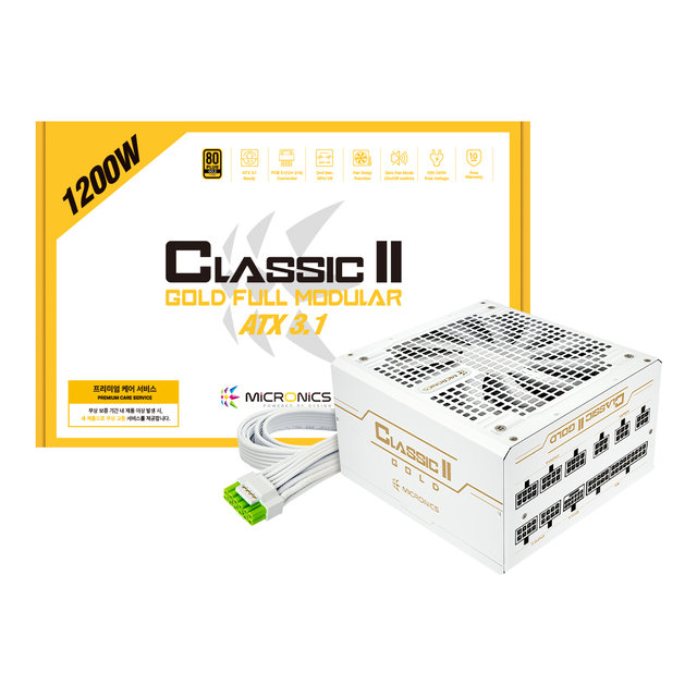 마이크로닉스 Classic II 1200W 80PLUS 골드 풀모듈러 ATX3.1 화이트 파워서플라이