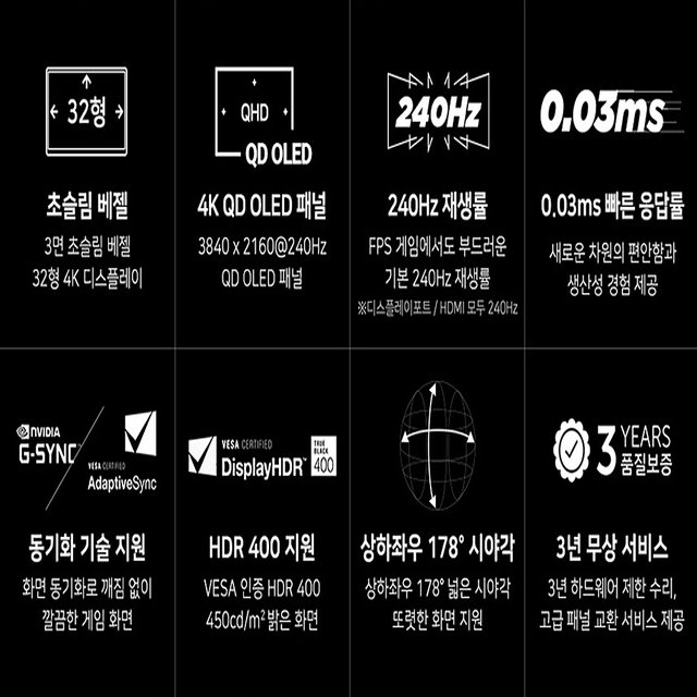 델 에일리언웨어 AW3225QF QD OLED 4K UHD 240Hz 0.03ms 32형 3년품질보장