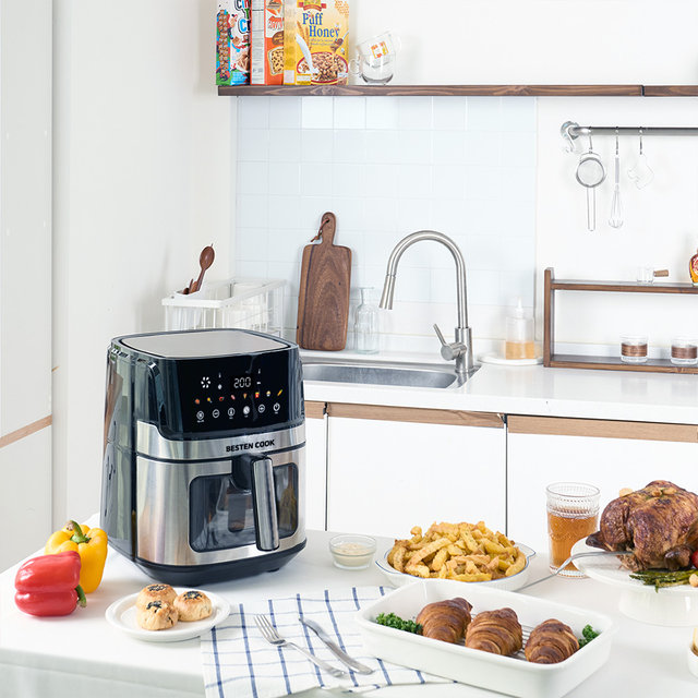 베스텐쿡 대용량 에어프라이어 AIRFRYER-24-01 스테인레스바스켓 투명창 5리터 퀵메뉴