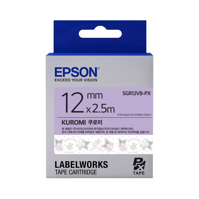 엡손 라벨테이프 SGR12VB-PX 쿠로미배경 검정글씨 폭 12mm