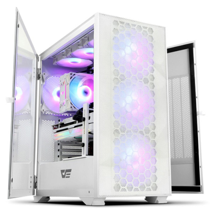 다크플래쉬 DLX21 RGB MESH 강화유리 화이트 미들타워