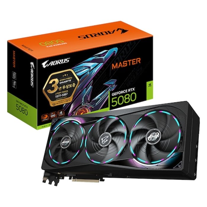 GIGABYTE 기가바이트 GIGABYTE AORUS 지포스 RTX 5080 MASTER D7 16GB 제이씨현