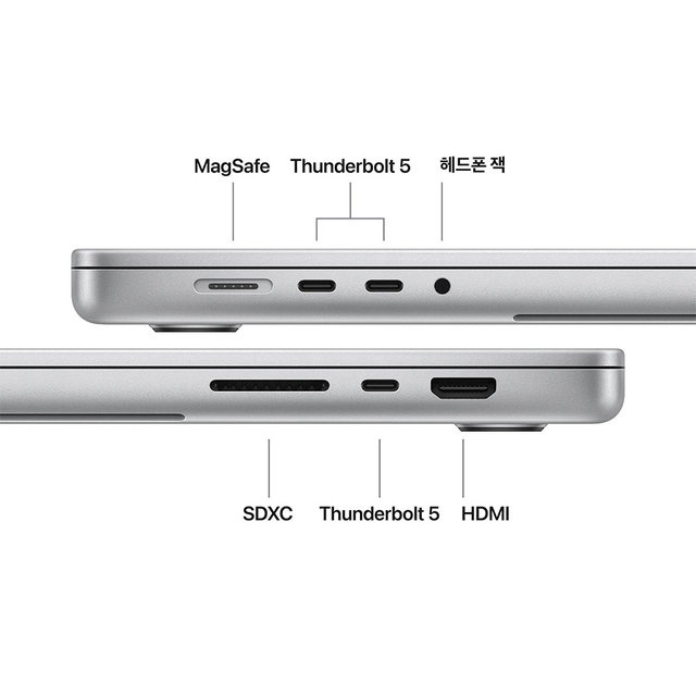 맥북프로 16 M5 Pro, 18코어 CPU, 20코어 GPU, 48GB RAM, 1TB SSD - 실버 [MGE64KH/A]