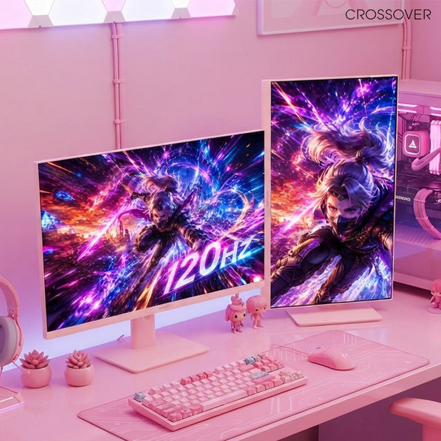 크로스오버 27QP124CM IPS QHD USB-C 핑크에디션 68cm 120Hz 피벗 게이밍 모니터