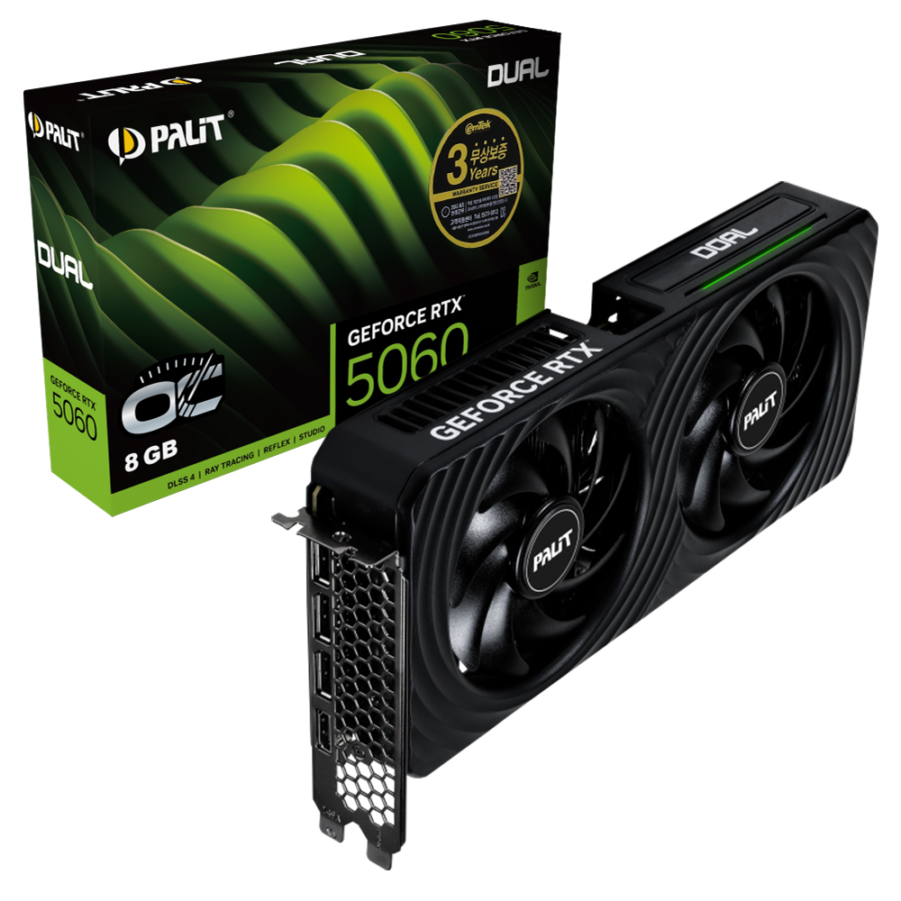 PALIT (주)이엠텍아이엔씨 이엠텍 온라인 PALIT 지포스 RTX 5060 DUAL OC D7 8GB 이엠텍