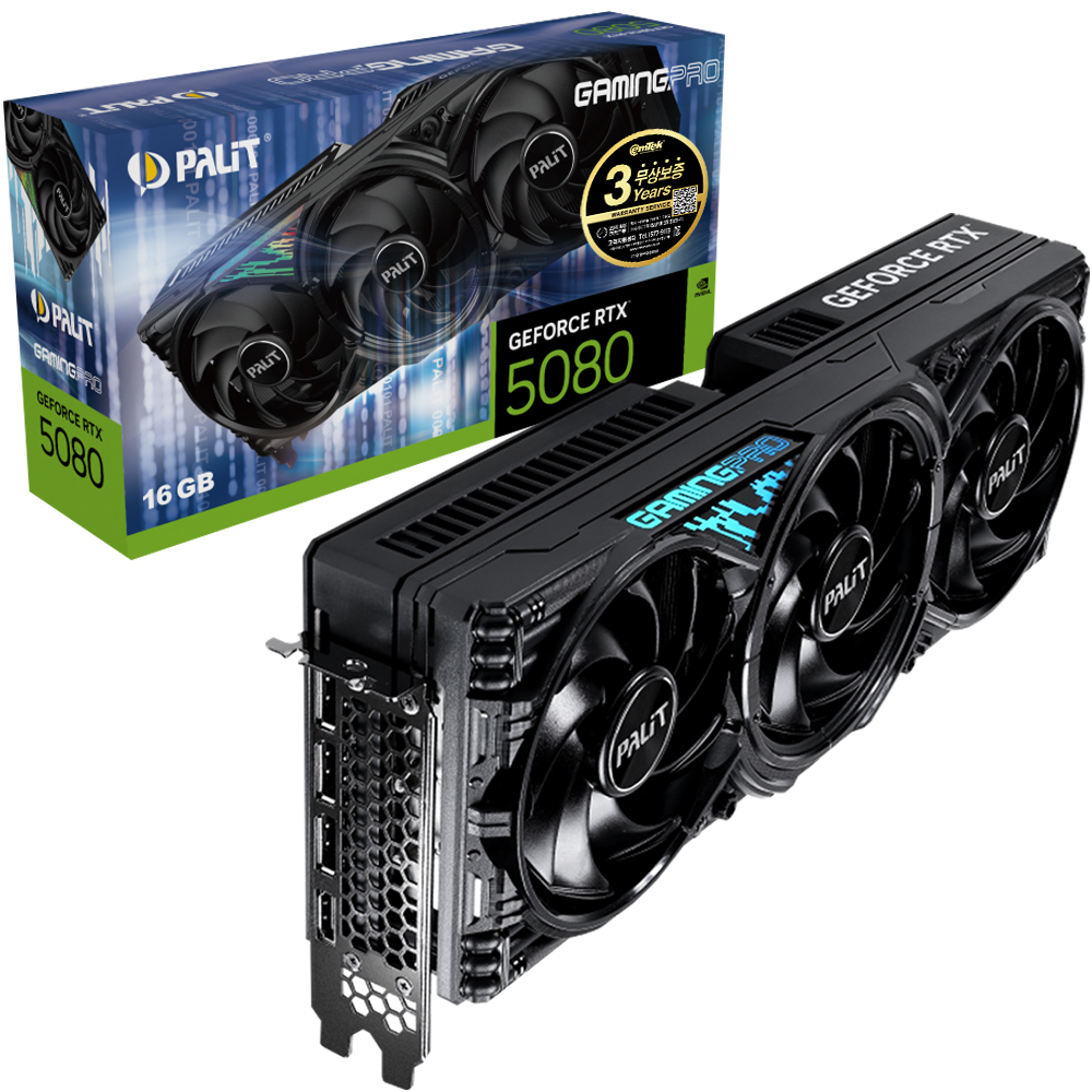이엠텍 (주)이엠텍아이엔씨 PALIT 지포스 RTX 5080 GAMINGPRO D7 16GB 이엠텍