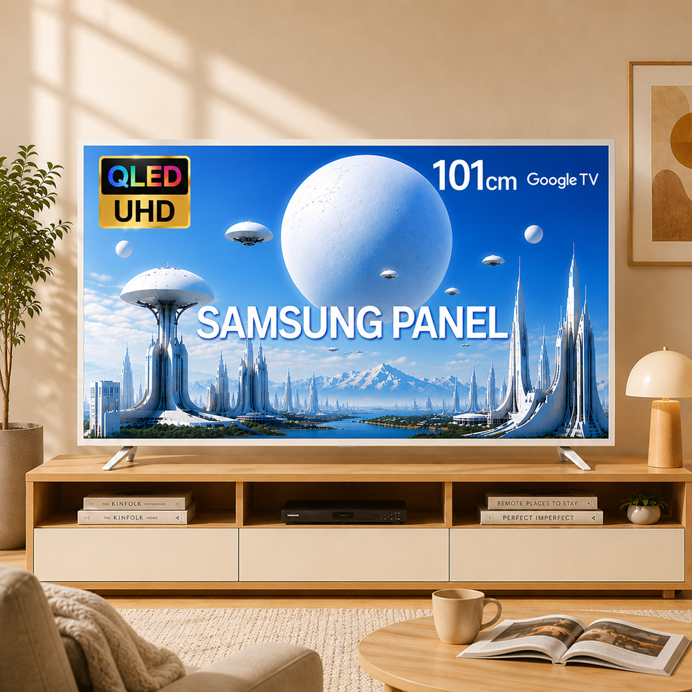 위드라이프 구글 101cm 40인치 QLED 4K UHD 스마트TV 화이트슬림 삼성패널 기사방문 상하좌우 벽걸이설치
